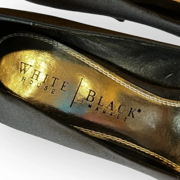 White House Black Market RAY Satin Bow Peep Toe Pumps 7.5M - Picture 4 of 5